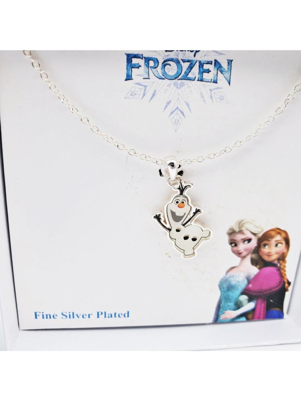 Disney Frozen Olaf Silver Necklace Pendant Chain Jewelry